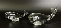 Murano and Pisano Clear Art Glass Whales