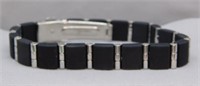 Men's Bracelet Black and Silver Tone.