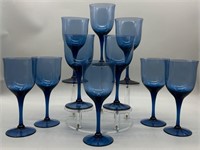 (10) Medium Blue Glass Stemware