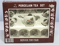 New Children's Mini Porcelain Tea Set Girl w/Dog