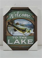 Welcome to the Lake Fish wood sign