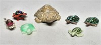 Turtle Figurine Lot Ceramic, Glass, Wood, Marble