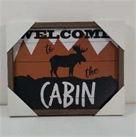 Welcome to the Cabin Moose wood sign