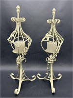 (2) Hollywood Regency Metal Candle Stands