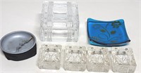 Vintage Assorted Ashtrays & Covered Box Glass