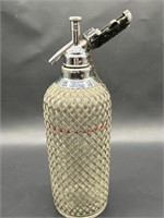 Vintage Siphon Seltzer Bottle, Wire Mesh Covered