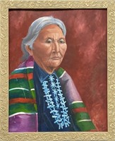 Portrait of a Native American Woman on Canvas
