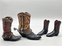 (4) Ceramic Cowboy Boots Collection