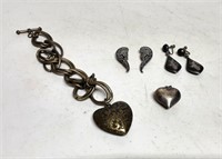 Fashion Jewelry Heart Pendant, Bracelet, Earrings