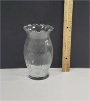 Fluted Swirl Pattern Clear Glass Vase