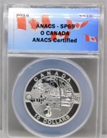 2014 O Canada $10. ANACS SP69.