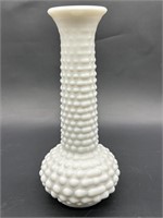 Vintage White Hobnail Milk Glass 8in Vase