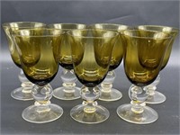 (7) Amber w/ Clear Stem Glass Iced Tea