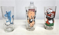 Daffy Duck, Road Runner, Porky Pig Pepsi Glasses
