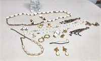 White & Pearl Toned Jewlry Necklaces, Earrings