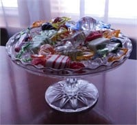 Glass pedestal dessert plate w/ hand blown glass