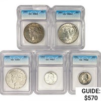 [5] Varied US SILV Coinage ICG  ((2) 1924, 1935,