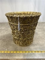 Gold decorative planter, 11 inches tall