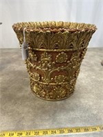 Gold decorative planter, 11 inches tall