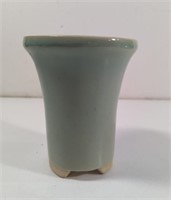 Vintage Green Glazed Pottery Vase