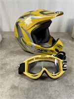 NFX motorcross bike helmet with glasses.  Size L