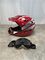 Red motor cross bike helmet,  size L.