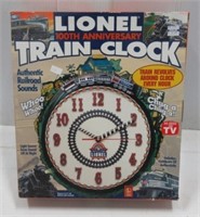 Lionel 100th Anniversary train clock in box.