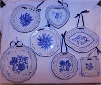 7 blue & white decorative wall plates -