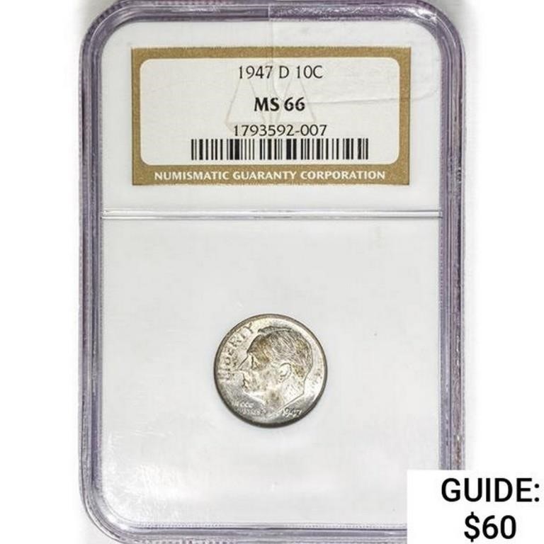 1947-D Roosevelt Dime NGC MS66