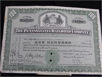 Vintage Pennsylvania RR 100 Shares of Stock 1950