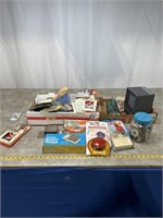 Assortment of hardware, electric table heater,
