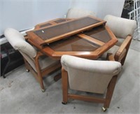 Dining table with beveled glass top, (4)