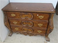 3 Drawer solid wood carved dresser with lion paw