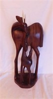 Artisan carved African gazelle & fawns statue,