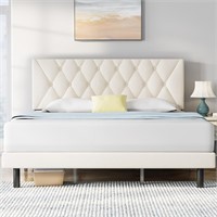 Molblly King Size Bed  Adjustable Head  Beige