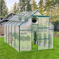 6X10Ft Polycarbonate Greenhouse Raised Base & Anch