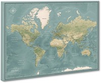 Travel Map Pinboard Canvas with Pins (40x30)