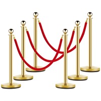 Stainless Steel Stanchion 6Pcs  Red & Gold