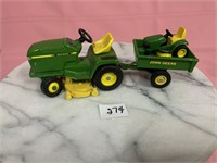 John Deere riding mower & trailer