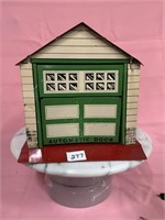 Tin Toy garage w/door 8x8x9