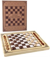 AMEROUS Wooden Checkers Set  Checkers Board Game w