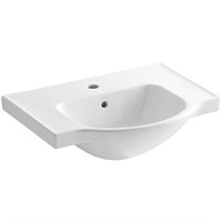 Veer 24 in. White Pedestal Sink Basin with Drain