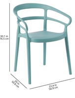 Light Blue, Curved Back Dining Chair-Set of 2