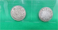 2x Canada SILVER 50 Cent Half Dollar Coins 1916 +