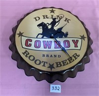 Drink Cowboy Brand Root Beer (battery clock)