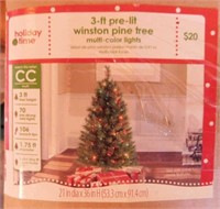 Winston Pine 3' pre-lit Christmas tree in box -