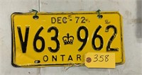 Set of Ontario 1972 plates