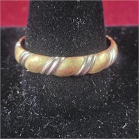 Gold Band Ring with White gold accent marked 14k