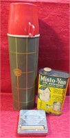 Retro Tin Lot Thermos Misto-Van Tin & Cigarette+