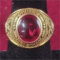 10k Gold 1951 Oakley High School Ring with red